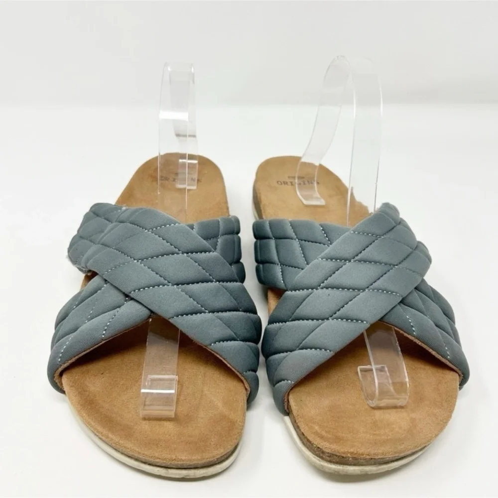 Earth Origins Oceana Blue Gray Slip On Puffy Pillow Textured Sandals Size 10 W